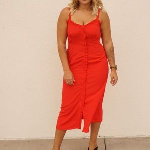 Topshop midi red dress